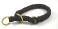JHS Dressurhalsband, geflochten, braun / Messing